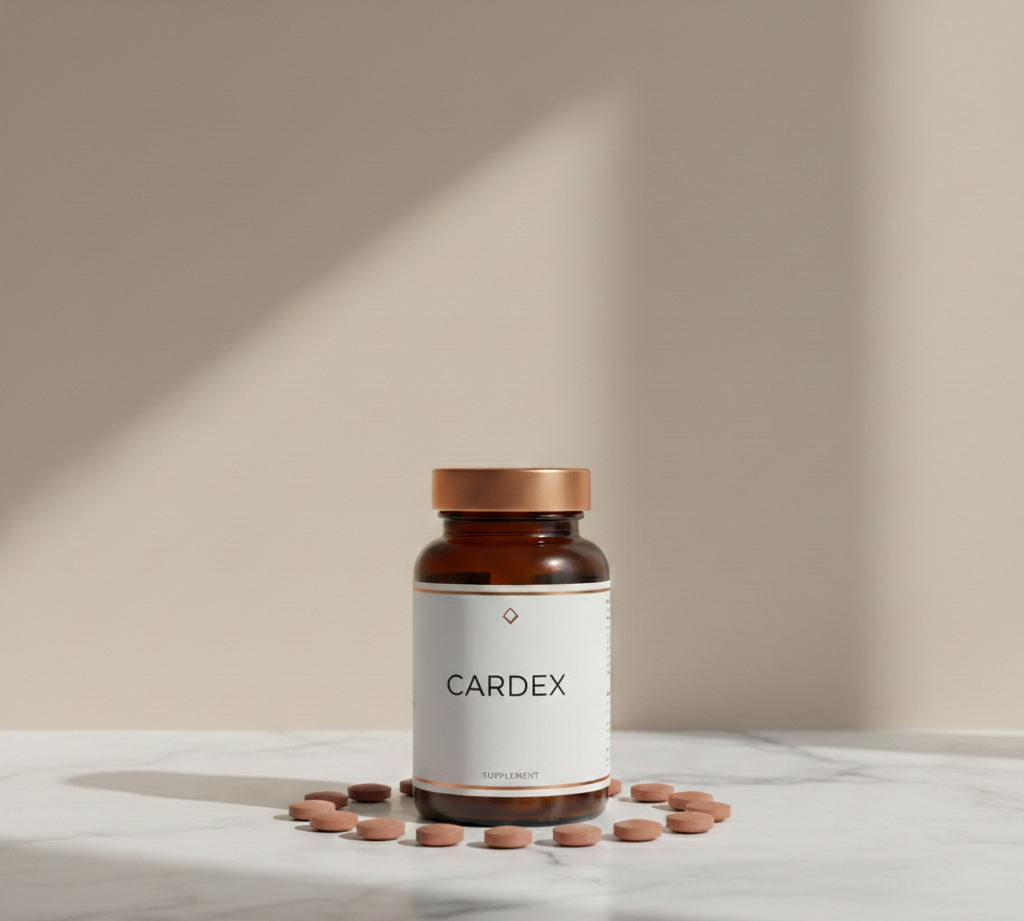 Упаковка Cardex - натуральний комплекс для підтримки серцево-судинної системи, містить 30 капсул у темно-зеленій упаковці з червоною позначкою якості, розроблений для нормалізації артеріального тиску